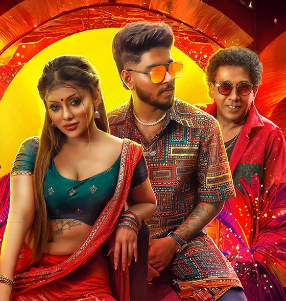 Cropped artwork of 'Kelle Jolly' Music Video. Featuring singer Satheeshan, Nathasha Perera, and renowned actor Mahendra Perera.